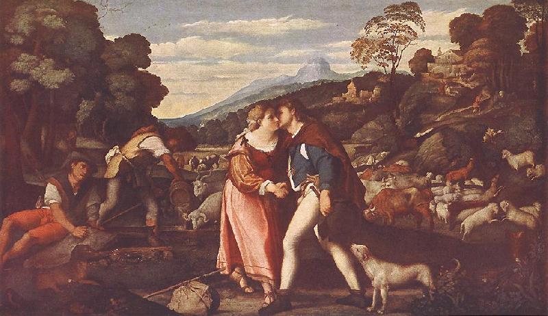 Palma Vecchio Jacob and Rachel ag oil painting image
